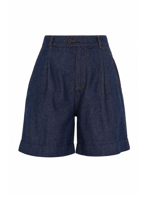 Shorts in cotone chambray con pinces Alpha Studio | AD-6521Q9000